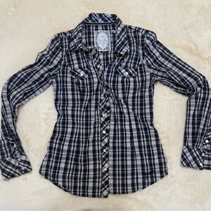 Vintage Guess Los Angeles Women’s Plaid Western Pearl Snap Button Down Shirt M